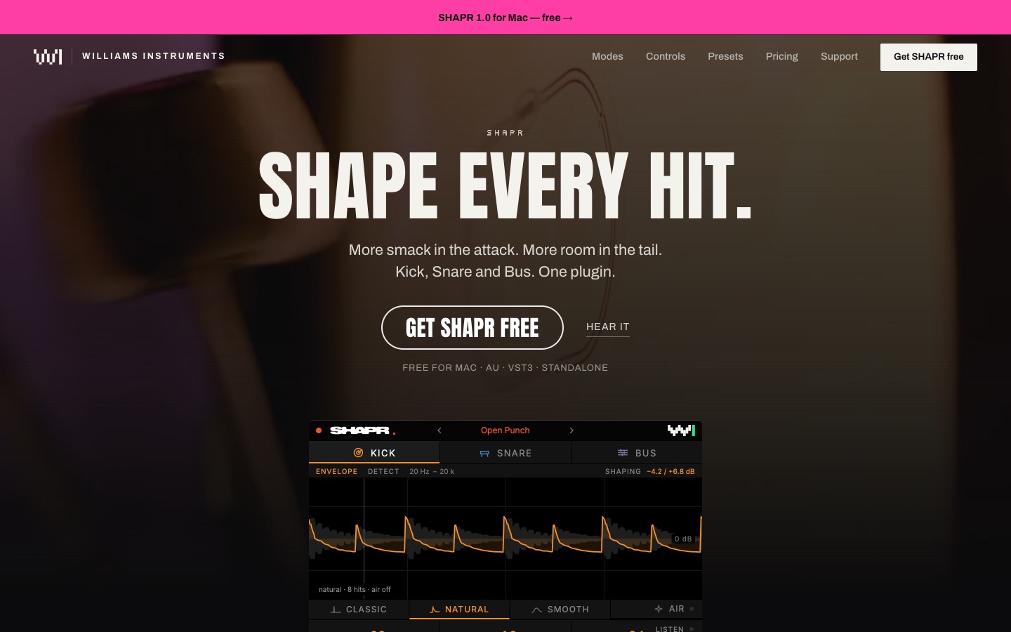 Williams Instruments: live site on a computer